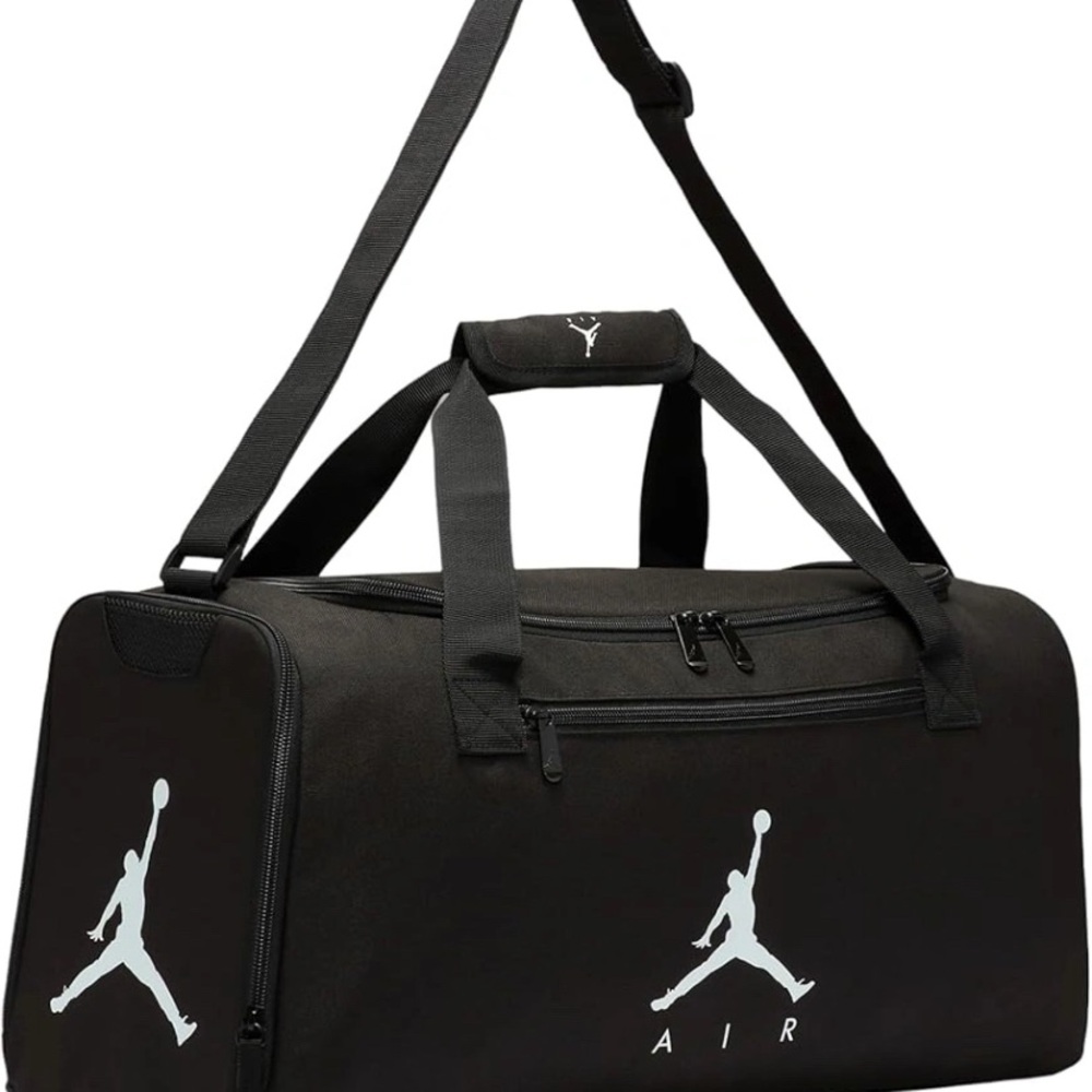 Jordan Black Duffel Bag with Sturdy Handles and Modern Design